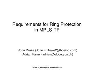 Requirements for Ring Protection in MPLS-TP