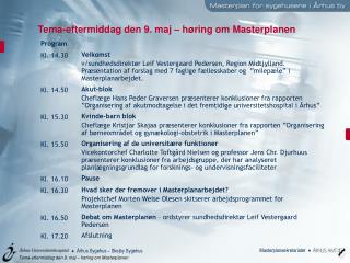 Tema-eftermiddag den 9. maj – høring om Masterplanen