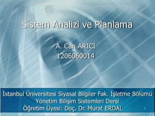 Sistem Analizi ve Planlama