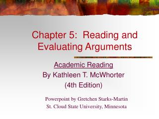 Chapter 5: Reading and Evaluating Arguments