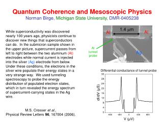 Quantum Coherence and Mesoscopic Physics Norman Birge, Michigan State University, DMR-0405238