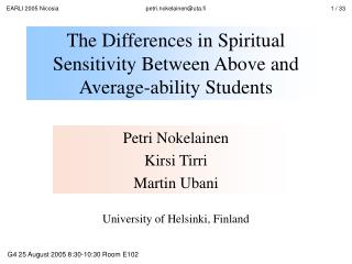 The Differences in Spiritual Sensitivity Between Above and Average-ability Students