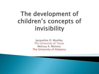 The development of children’s concepts of invisibility