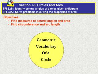 Objectives: Find measures of central angles and arcs Find circumference and arc length
