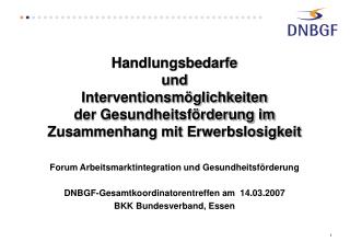 Forum Arbeitsmarktintegration und Gesundheitsförderung