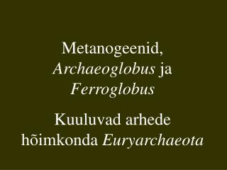 Metanogeenid, Archaeoglobus ja Ferroglobus Kuuluvad arhede hõimkonda Euryarchaeota