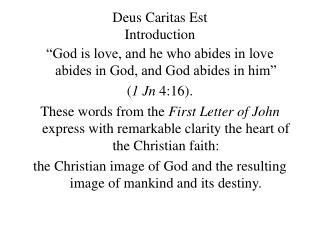 Deus Caritas Est Introduction