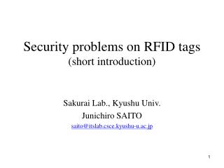 Security problems on RFID tags (short introduction)