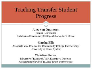Tracking Transfer Student Progress