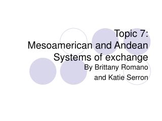 Topic 7: Mesoamerican and Andean Systems of exchange