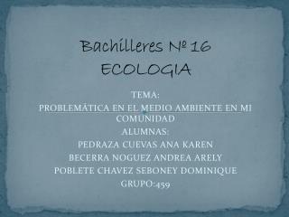 Bachilleres Nº 16 ECOLOGIA