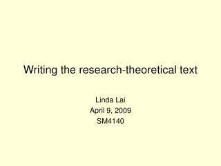 Writing the research-theoretical text