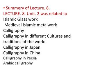 Summery of Lecture. 8.