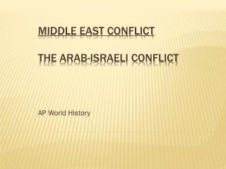 Middle East Conflict The Arab-Israeli Conflict