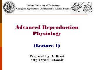 Advanced Reproduction Physiology (Lecture 1)