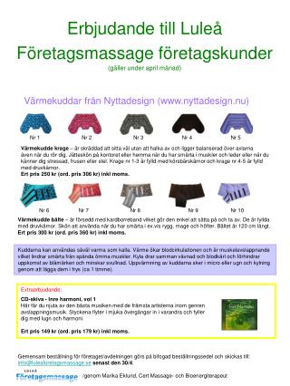 Erbjudande till Luleå Företagsmassage företagskunder (gäller under april månad)