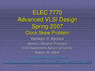 ELEC 7770 Advanced VLSI Design Spring 2007 Clock Skew Problem