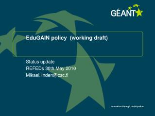 EduGAIN policy (working draft)