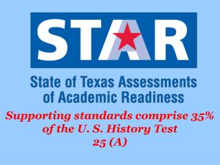 Supporting standards comprise 35% of the U. S. History Test 25 (A)