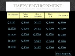 Happy Environment Content by: Amanda Lohr Template Design by: Mark Geary