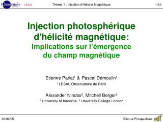 Injection photosphérique d'hélicité magnétique: implications sur l’émergence du champ magnétique
