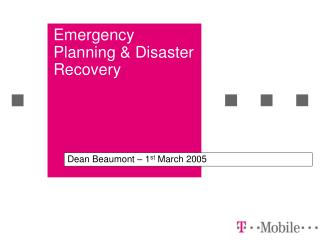 Emergency Planning &amp; Disaster Recovery