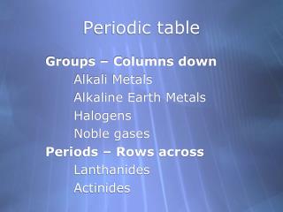 Periodic table