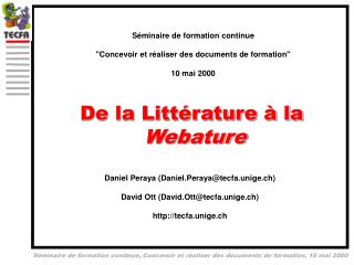 De la Littérature à la Webature