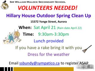 VOLUNTEERS NEEDED!