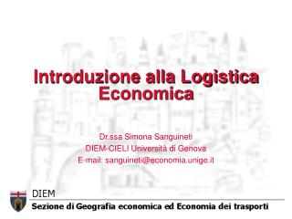 Introduzione alla Logistica Economica