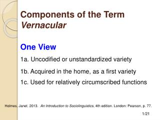 Components of the Term Vernacular