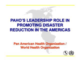 PAHO’S LEADERSHIP ROLE IN PROMOTING DISASTER REDUCTION IN THE AMERICAS