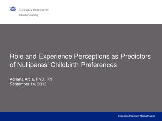 Role and Experience Perceptions as Predictors of Nulliparas’ Childbirth Preferences