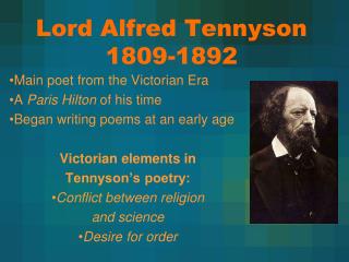 Lord Alfred Tennyson 1809-1892