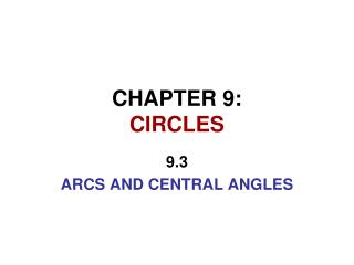 CHAPTER 9: CIRCLES