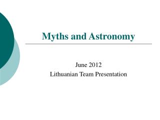 Myths and Astronomy