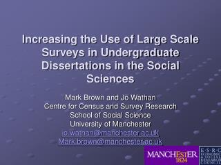 Increasing the Use of Large Scale Surveys in Undergraduate Dissertations in the Social Sciences