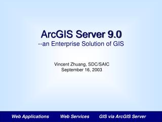 ArcGIS Server 9.0 --an Enterprise Solution of GIS