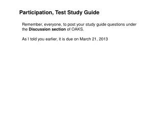 Participation, Test Study Guide