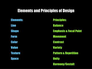 Elements and Principles of Design