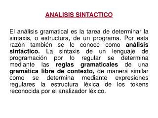 ANALISIS SINTACTICO