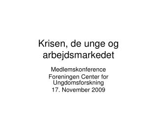 Krisen, de unge og arbejdsmarkedet