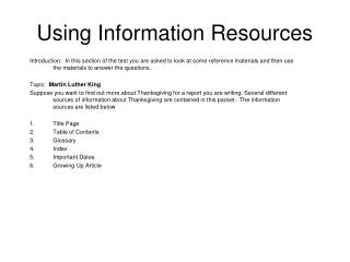 Using Information Resources