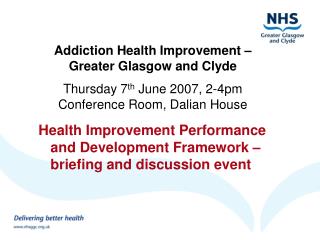 Health Improvement Performance and Development Framework – briefing and discussion event