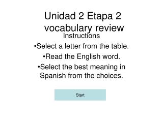 Unidad 2 Etapa 2 vocabulary review