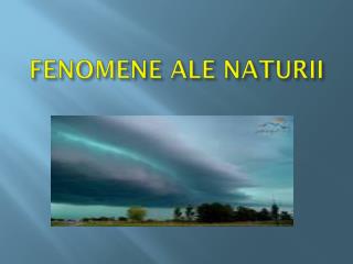 FENOMENE ALE NATURII