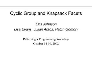 Cyclic Group and Knapsack Facets