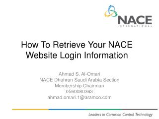 How To Retrieve Your NACE Website Login Information