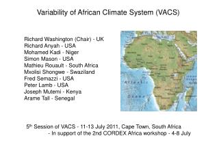 Variability of African Climate System (VACS)