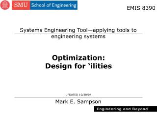 Optimization: Design for ‘ilities